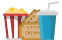 popcorn, drink, tickets